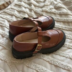 brown/ gold mary jane’s